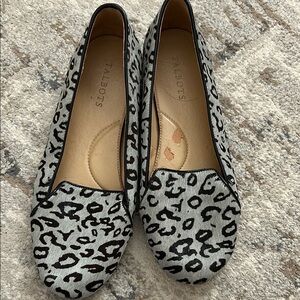 Talbots Black and Gray Leopard Print Flats